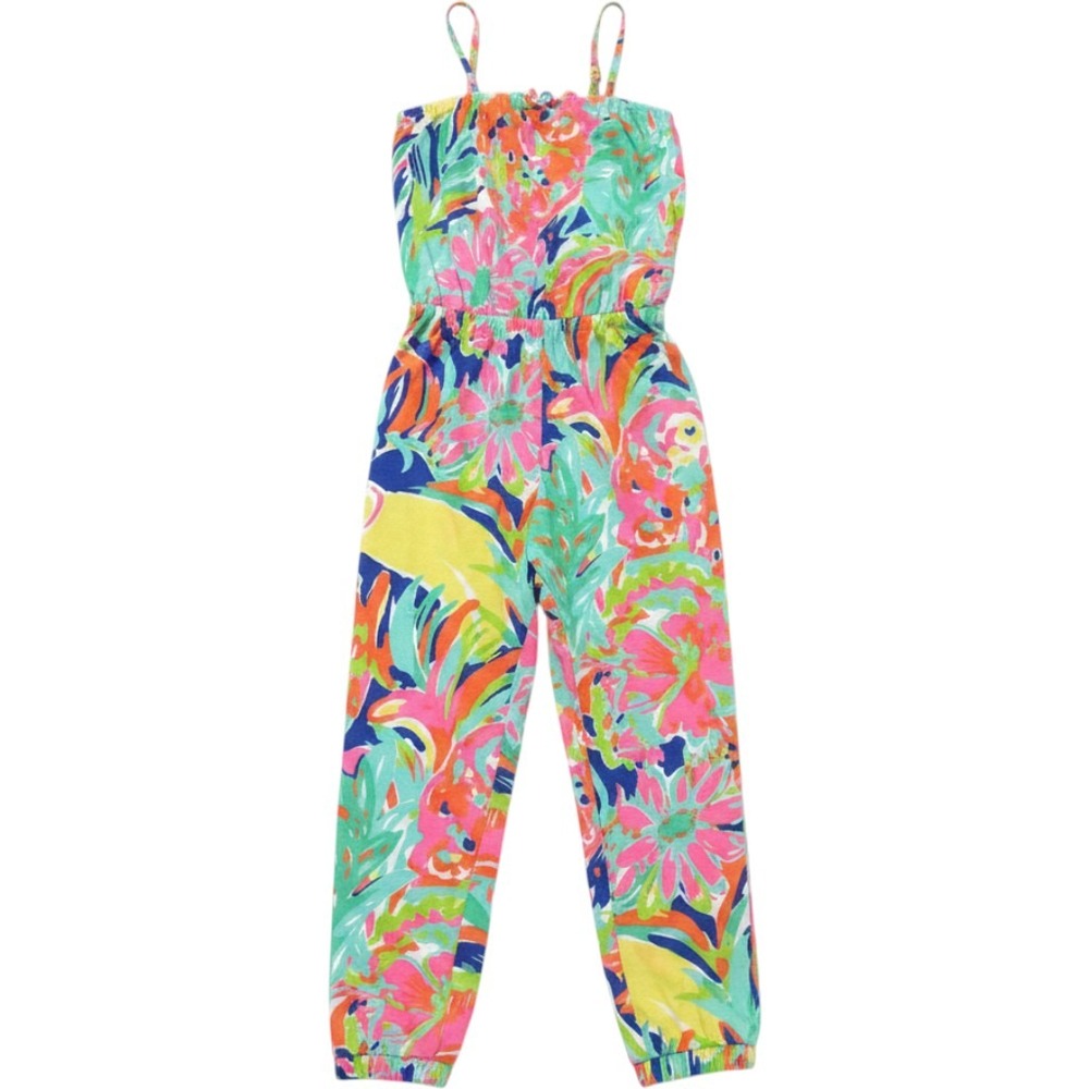Lilly Pulitzer Girls Multi Color Floral Cotton Jumpsuit Size M 20823